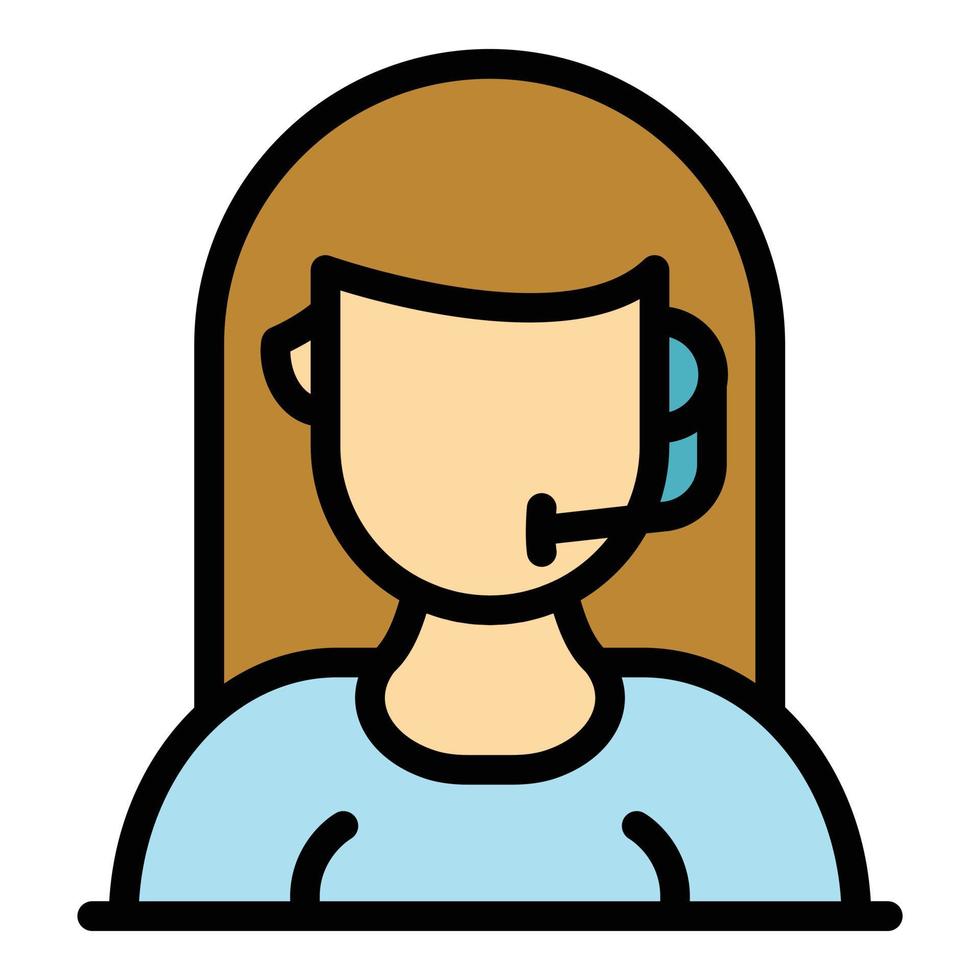 Microphone headset icon color outline vector