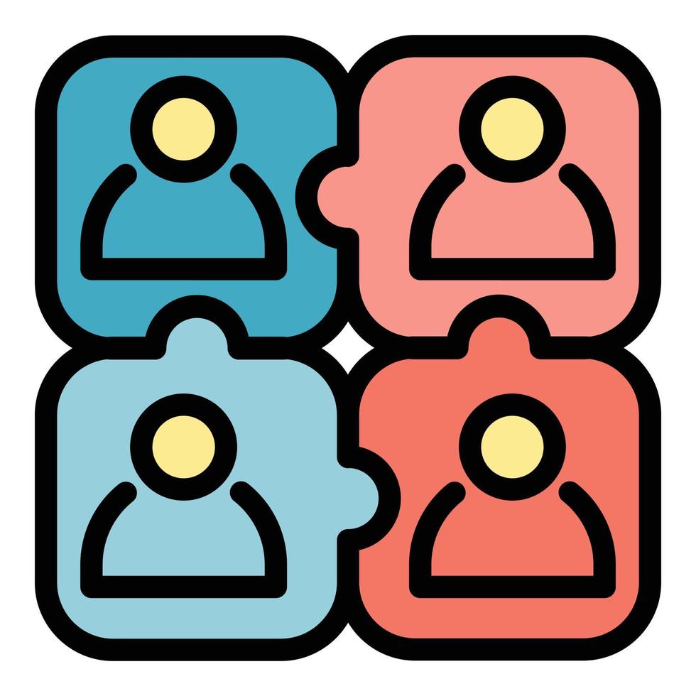 Puzzle group adaptation icon color outline vector