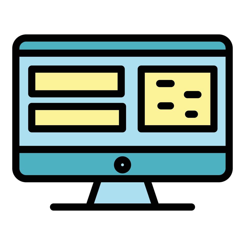 Web page on monitor icon color outline vector
