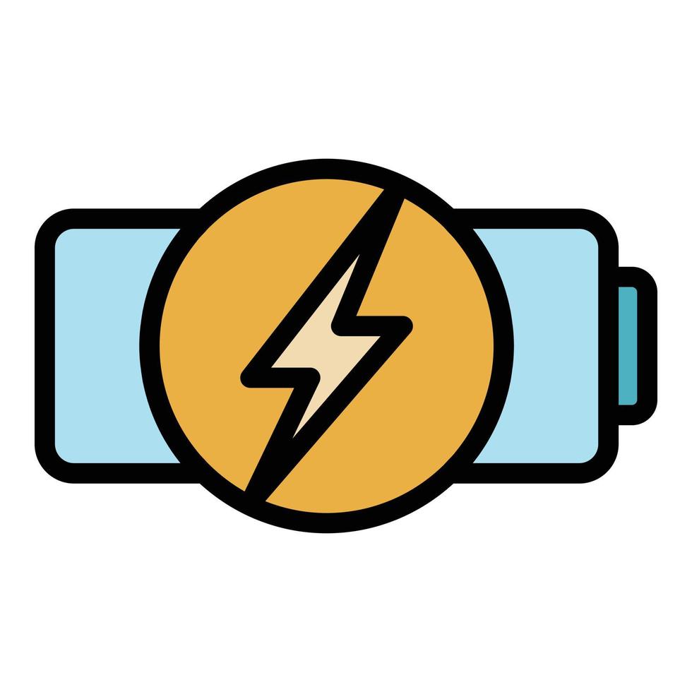 Quick charge battery icon color outline vector