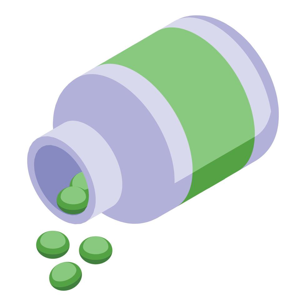 Spirulina capsule jar icon isometric vector. Alga plant vector