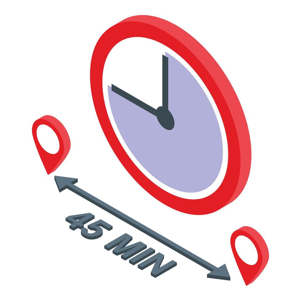 vector isométrico del icono del localizador de la tienda de tiempo. aplicación de tienda