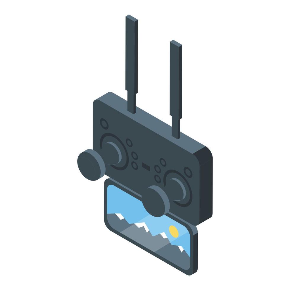 Phone joystick drone icon isometric vector. Video camera vector