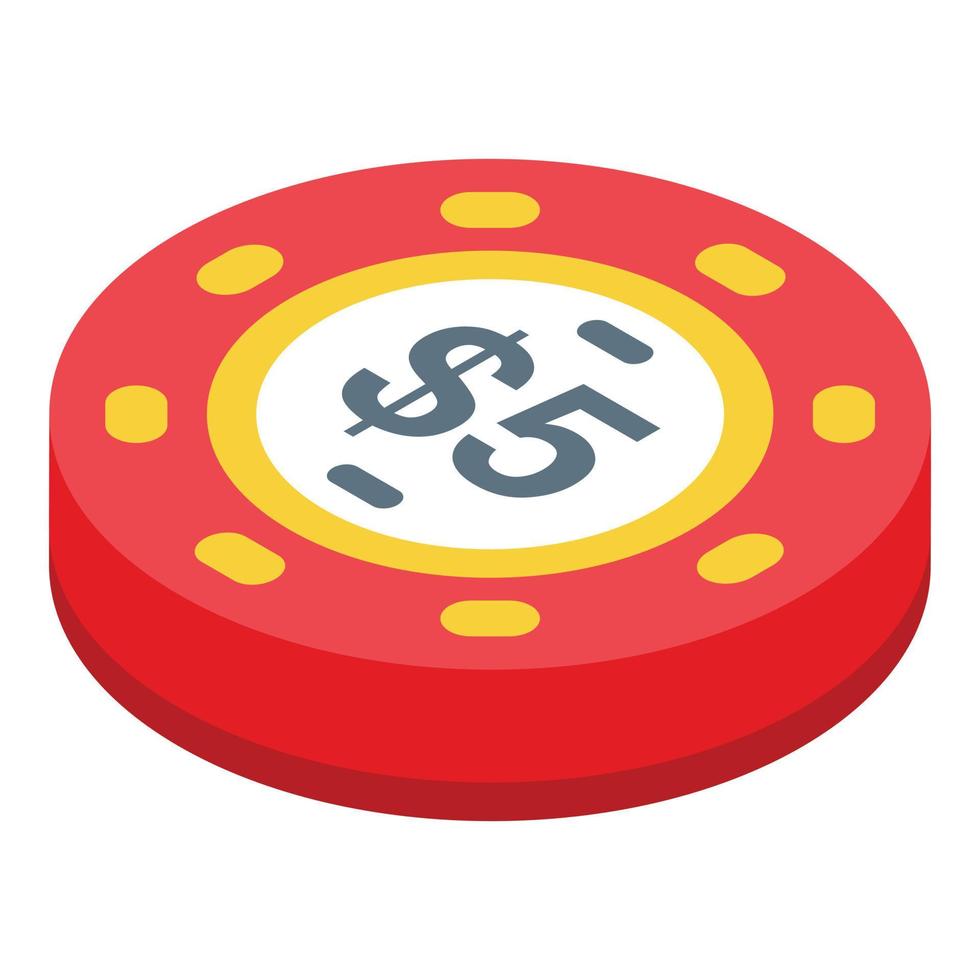 Red coin chips icon isometric vector. Card poker vector