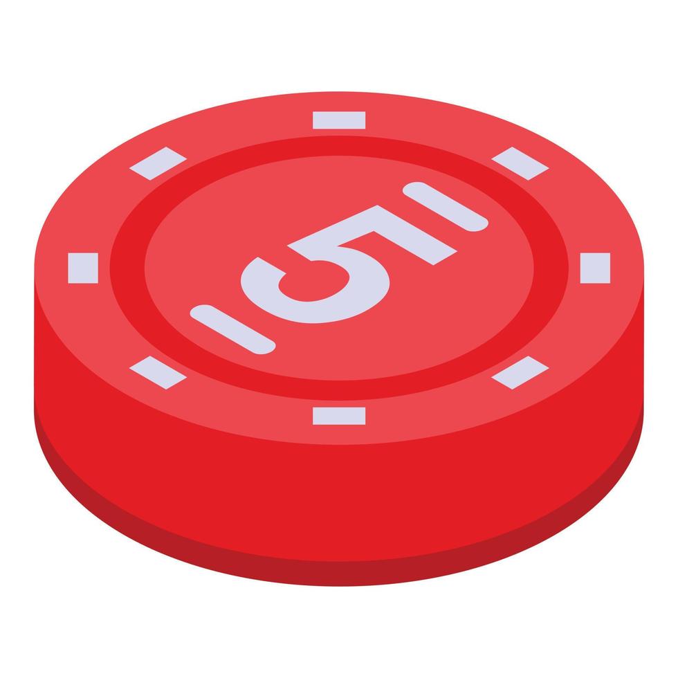 Red poker chip icon isometric vector. Jack card vector