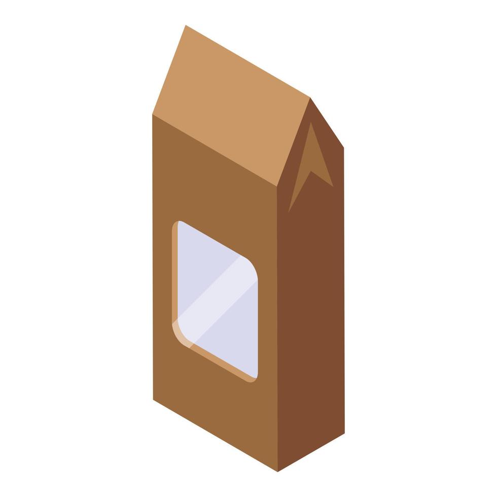 icono de bolsa de papel ecológico vector isométrico. paquete de bocadillos