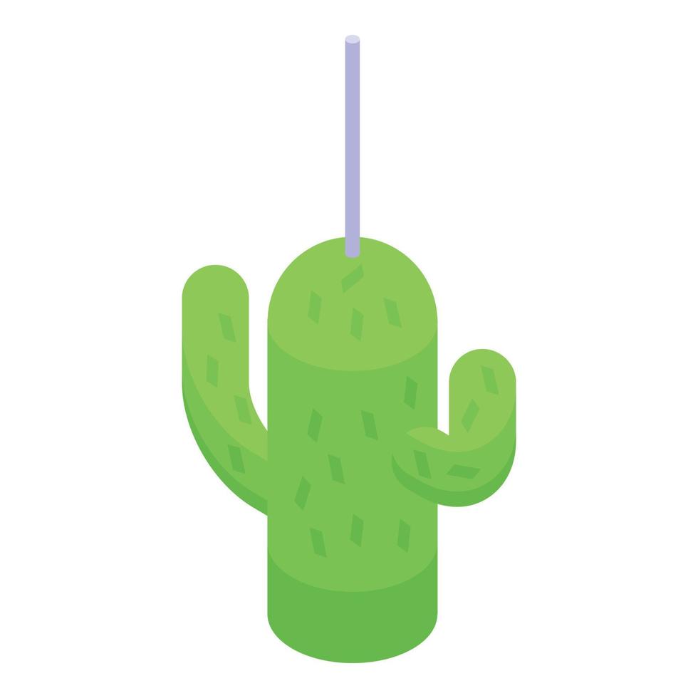 Mexican pinata green cactus icon isometric vector. Mexico party vector