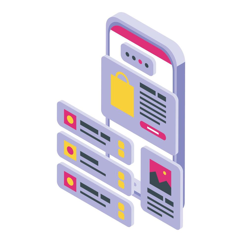 Web phone app icon isometric vector. Business online vector