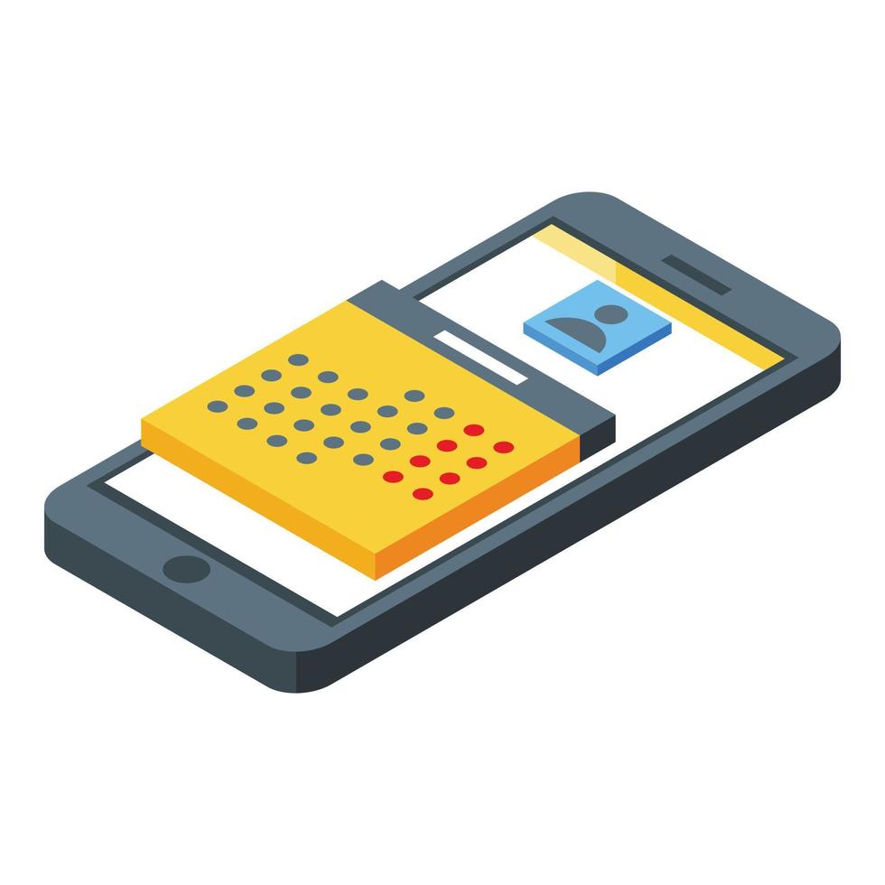 Calendar phone app icon isometric vector. Internet web vector