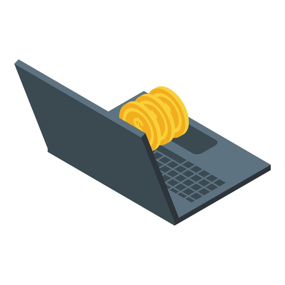 Laptop income icon isometric vector. Passive money vector