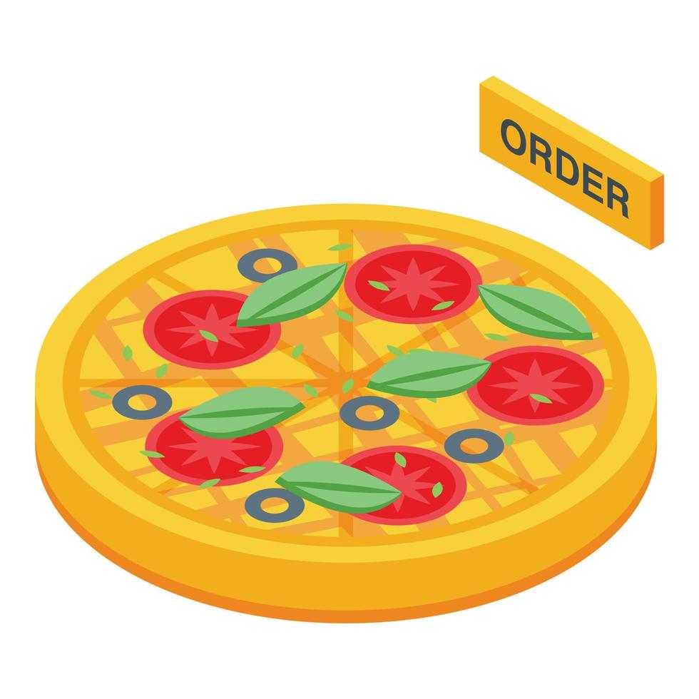 Online pizza order icon isometric vector. App deliver vector