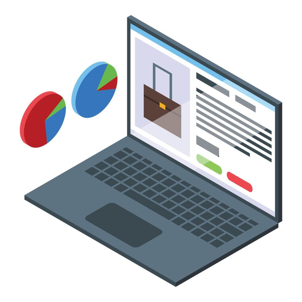 Laptop data icon isometric vector. Software code vector