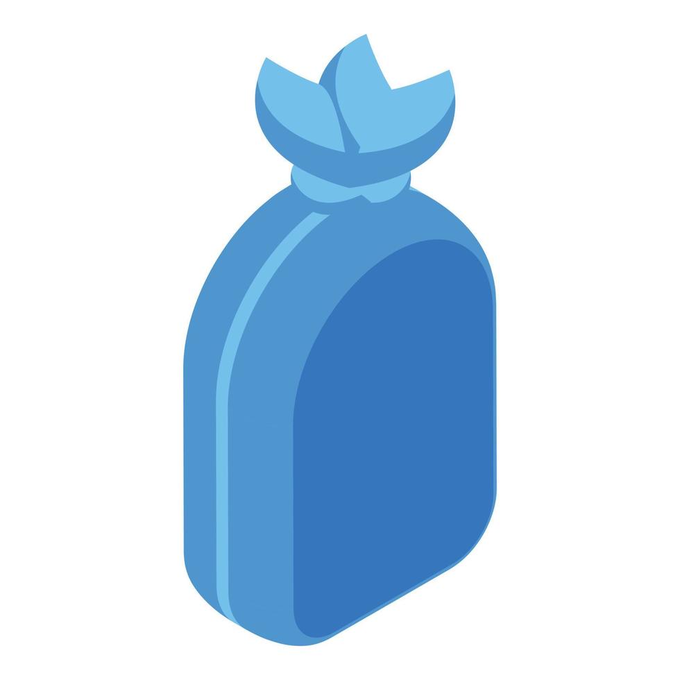 Blue waste pack icon isometric vector. Trash bag vector