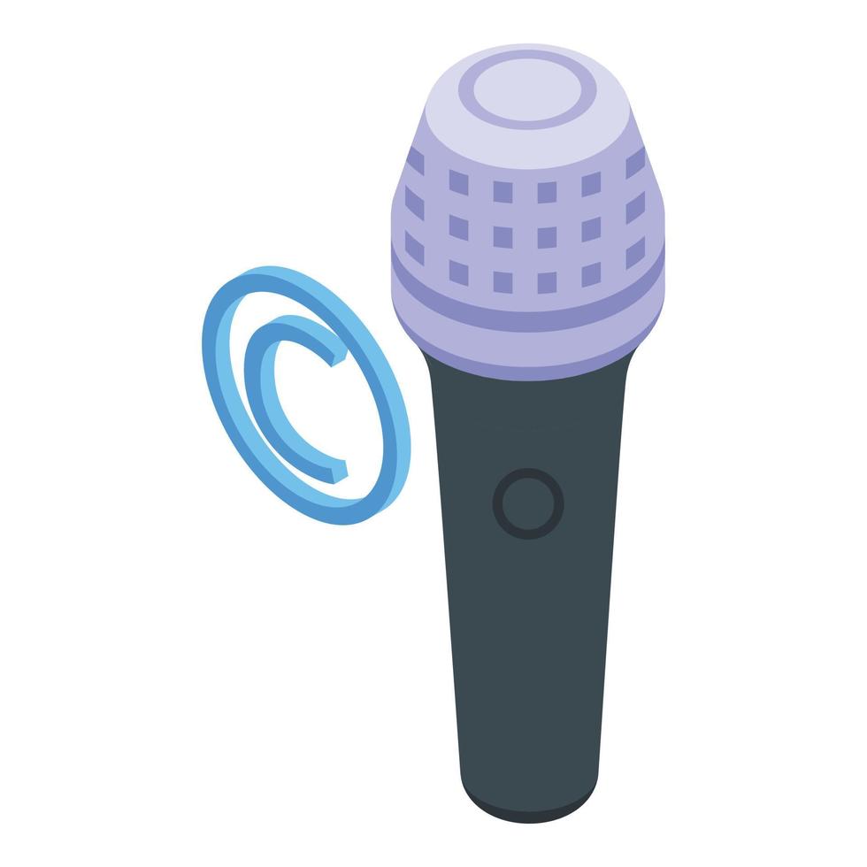 Copyright law music microphone icon isometric vector. Digital patent vector