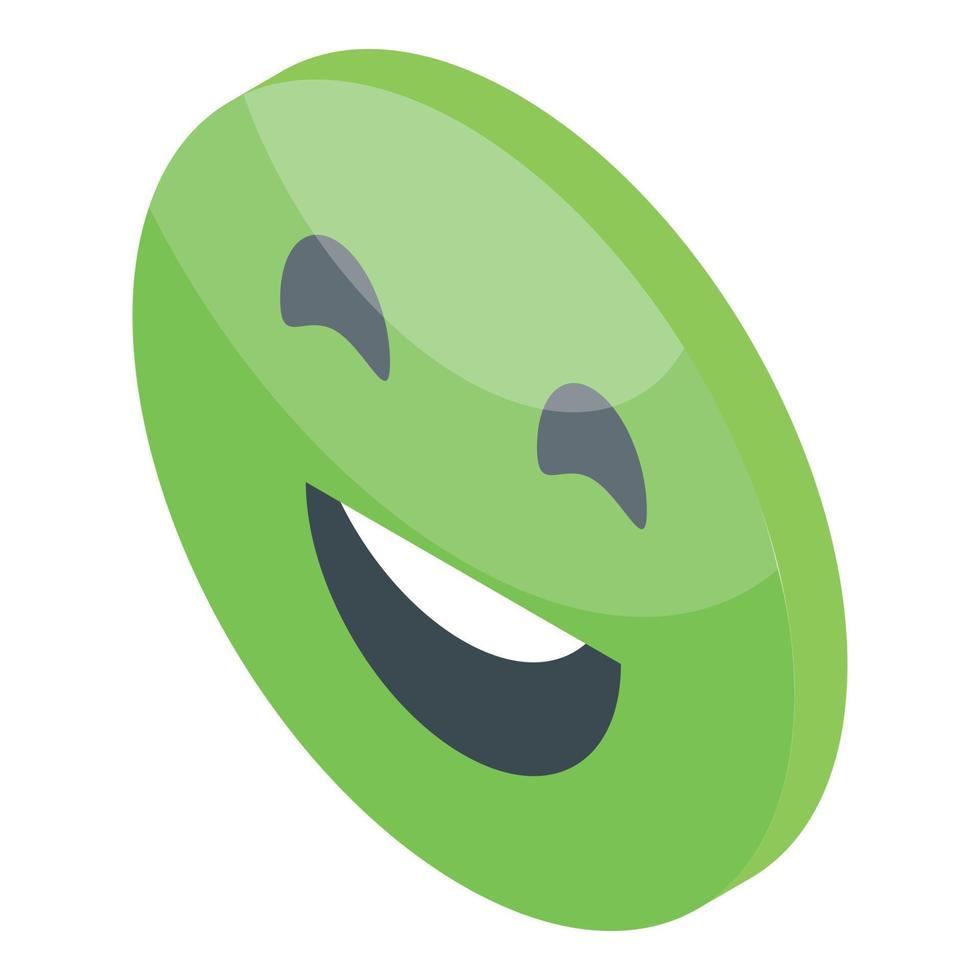 Green emoji satisfaction level icon isometric vector. Customer emoticon vector