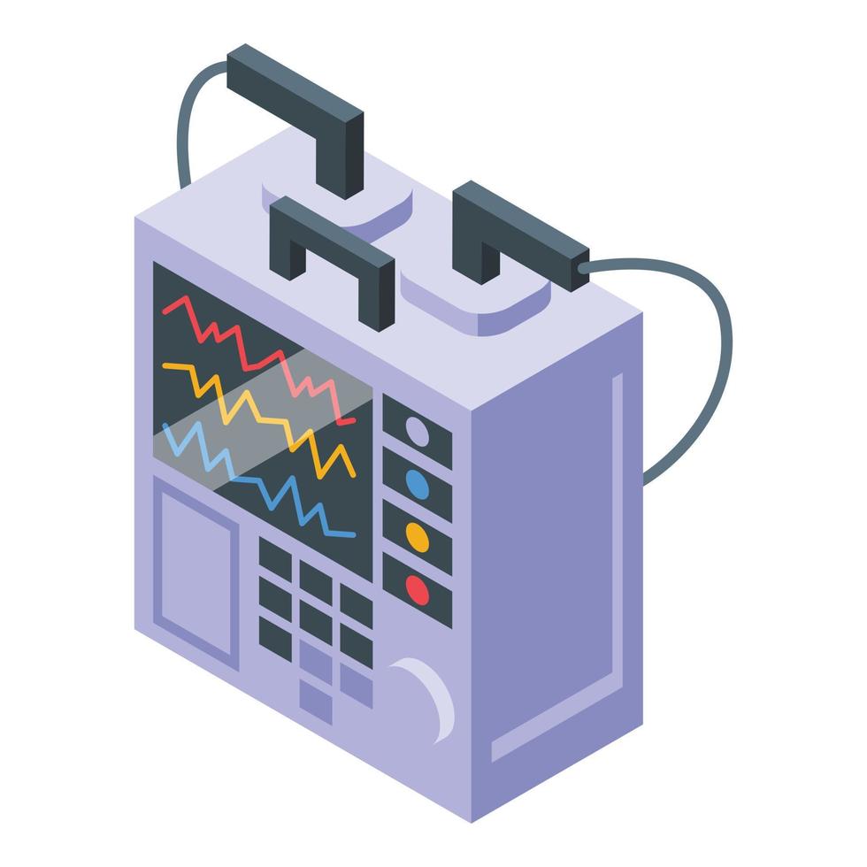 vector isométrico del icono del dispositivo cardíaco. Salud médica