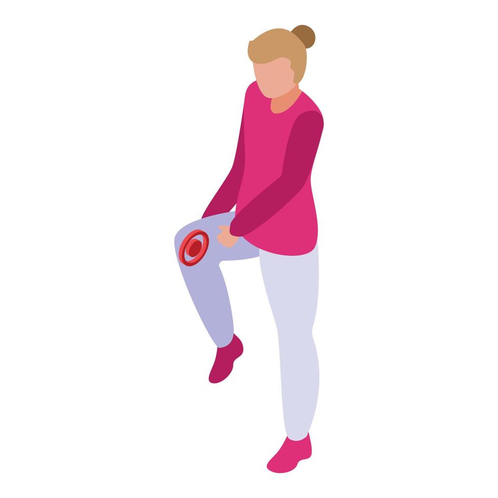 Woman knee injury icon isometric vector. Sport health vector