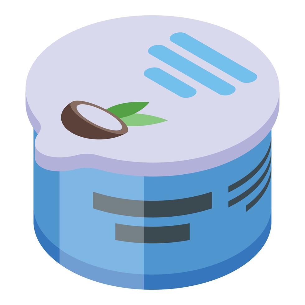 Coconut jar icon isometric vector. Fresh salad vector