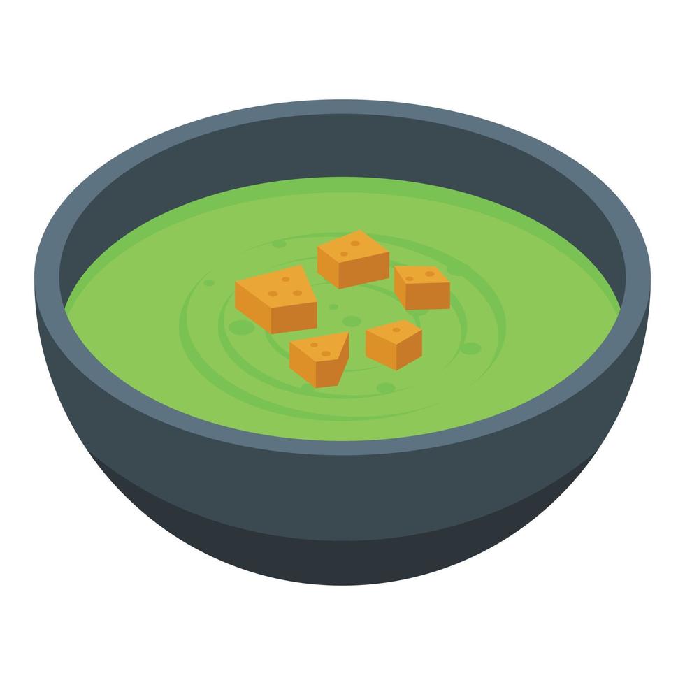 Green soup icon isometric vector. Diet food vector