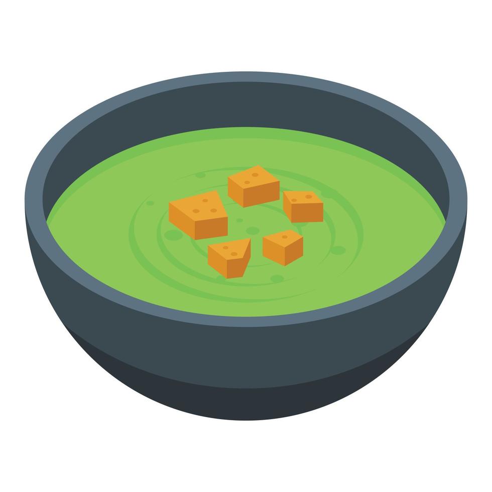 Green soup icon isometric vector. Diet food vector