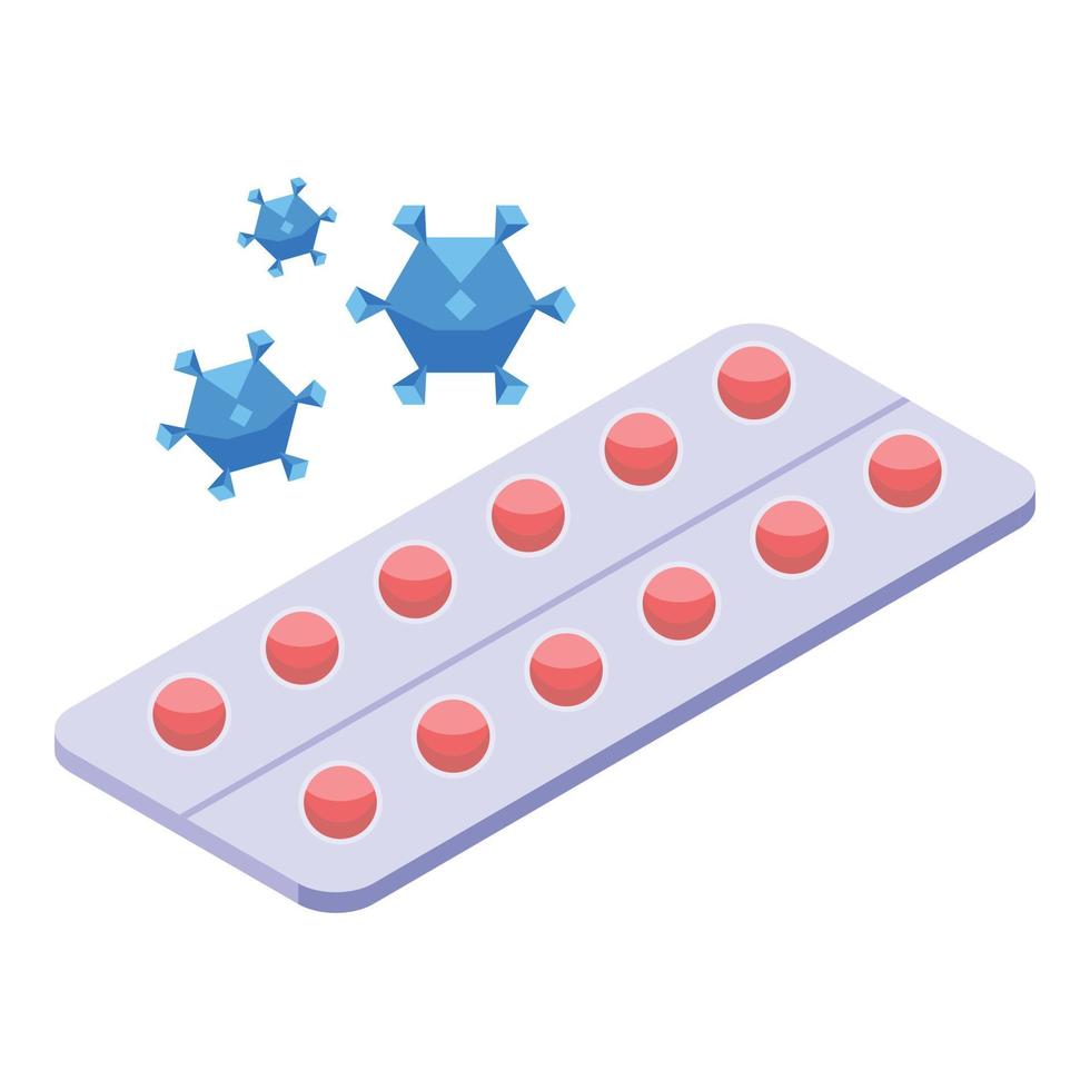 Antivirus pill icon isometric vector. Medicine virus vector