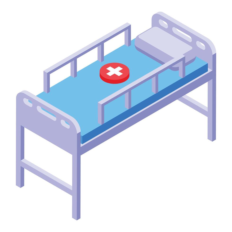 vector isométrico del icono de la cama médica de hospitalización. salud hospitalaria