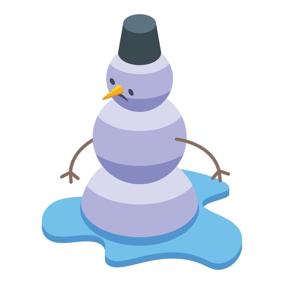 Melting snowman icon isometric vector. Winter snow vector