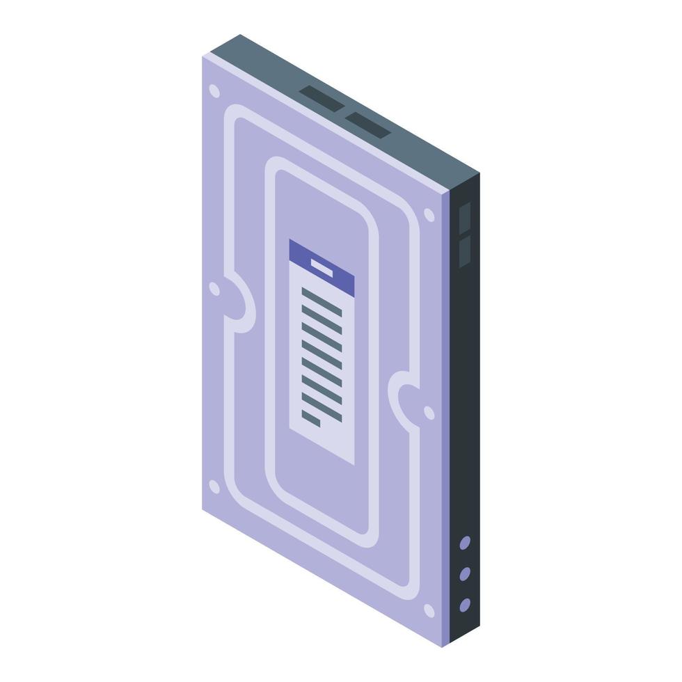 Steel hdd icon isometric vector. Digital computer vector