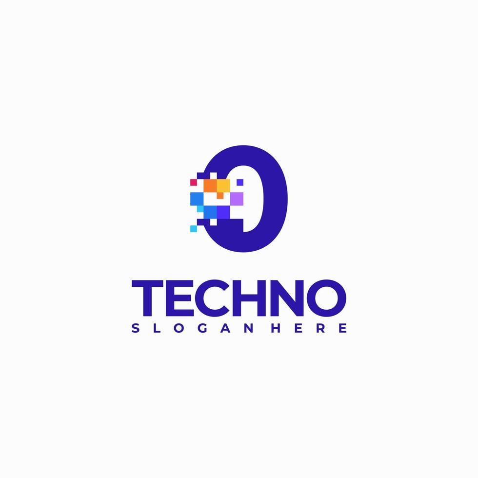 0 Pixel Number Logo Design Template, Pixel Technology logo symbol concept vector