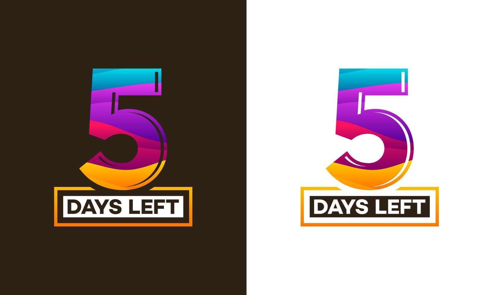Modern Colorful Countdown left days banner, number of days left badge for promotion, countdown sales vector illustration