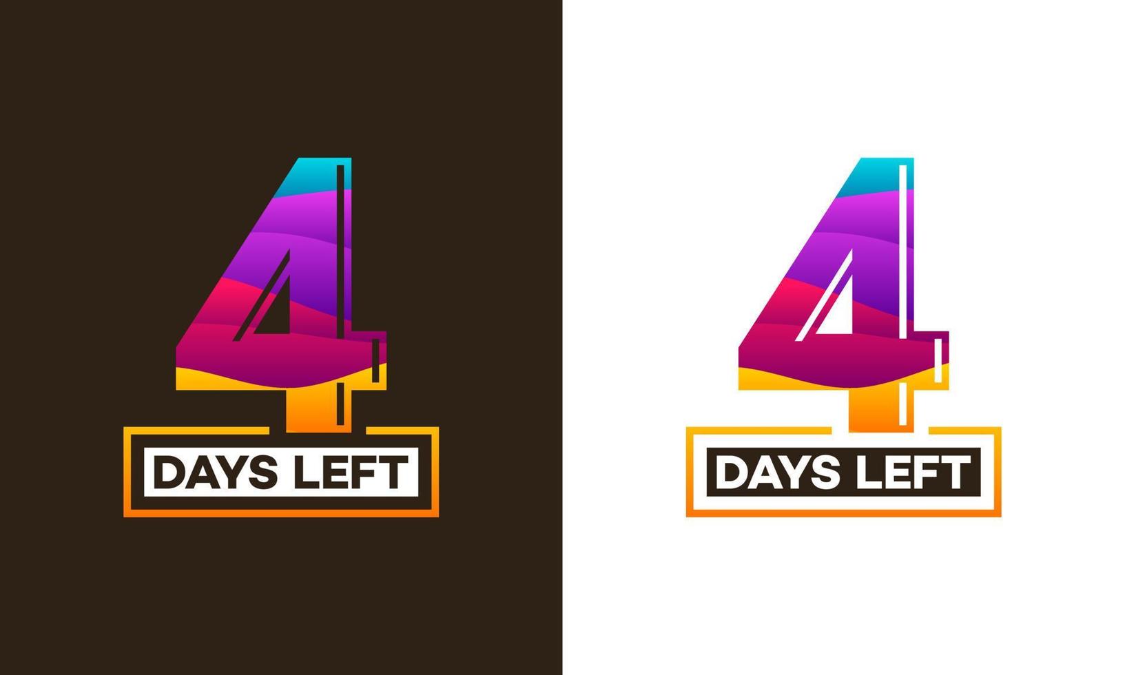Modern Colorful Countdown left days banner, number of days left badge for promotion, countdown sales vector illustration