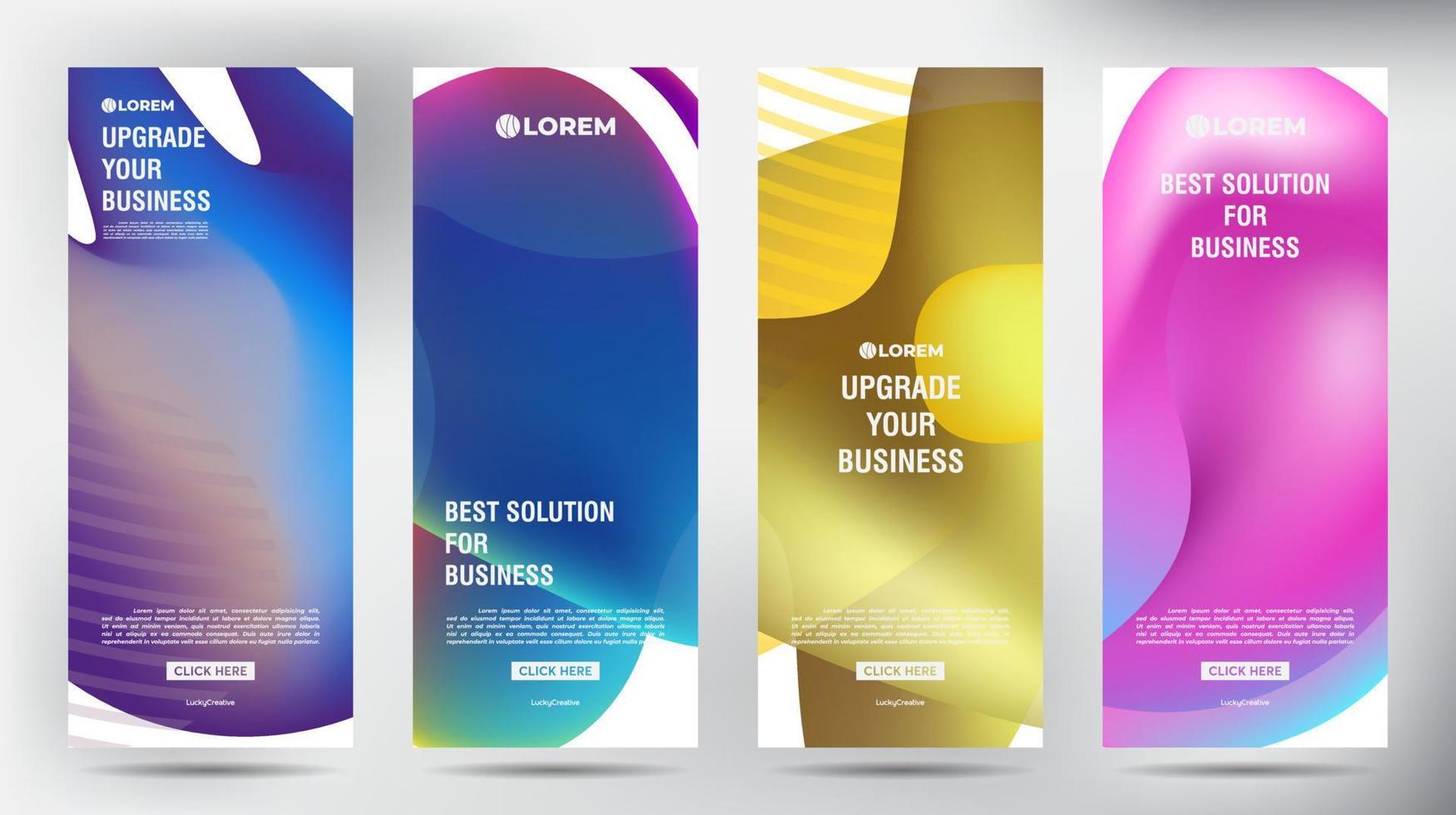 Mesh Color Flow roll up business brochure flyer banner design vertical template, cover presentation background, modern publication x-banner and flag-banner, Set of Roll up banner stand template design vector