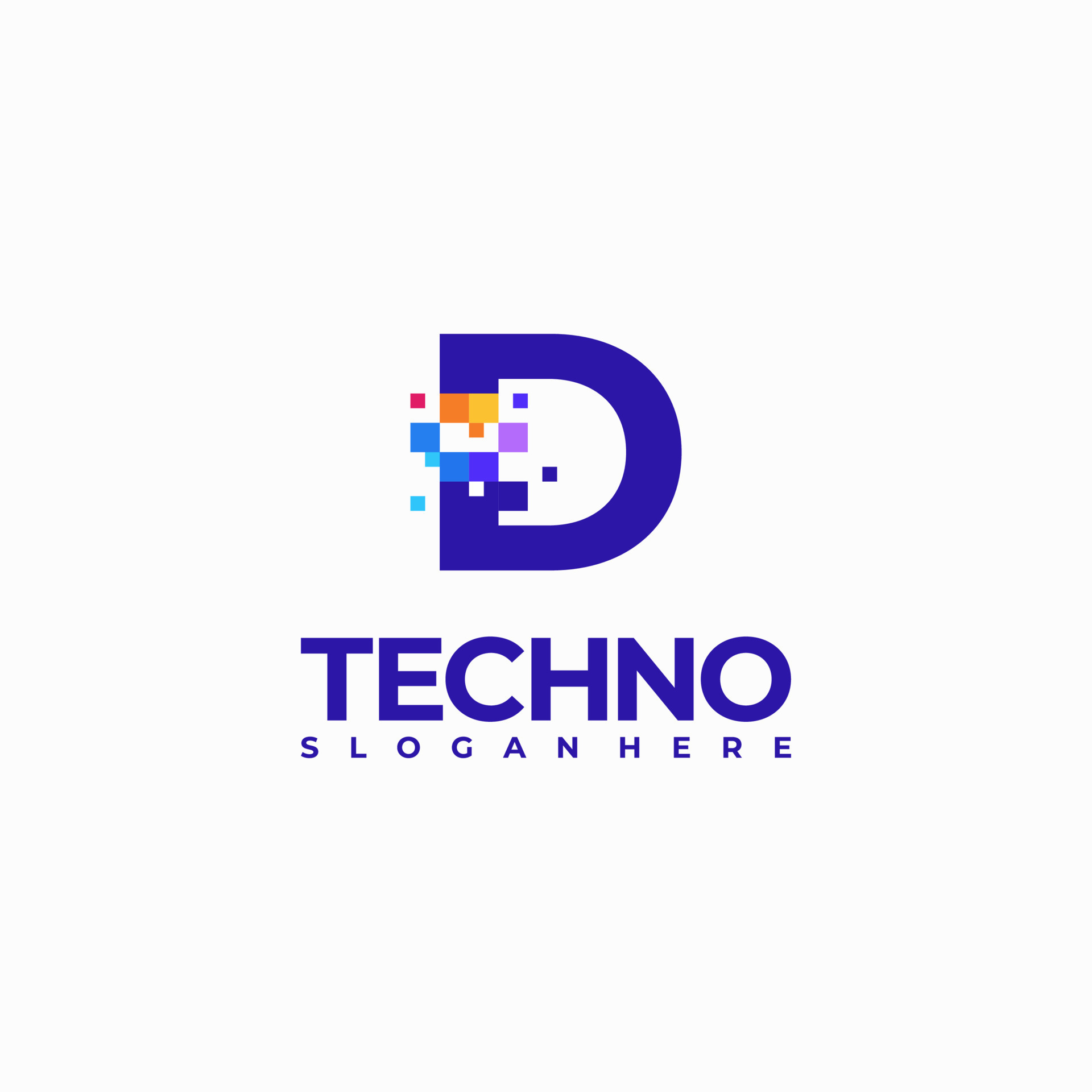 D Pixel Letter Logo Design Template, Pixel Technology logo symbol