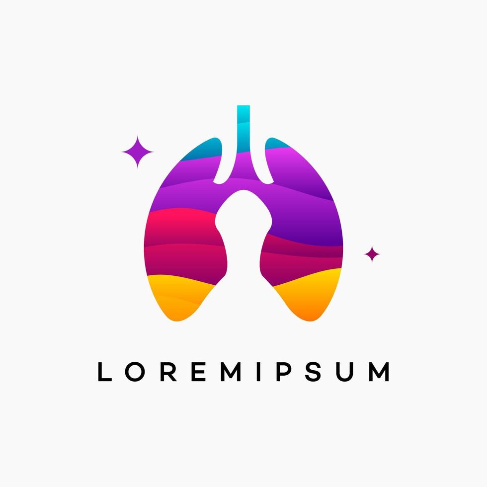 vector de plantilla de logotipo de pulmones ondulados modernos, plantilla de pulmones de salud, icono de símbolo de logotipo