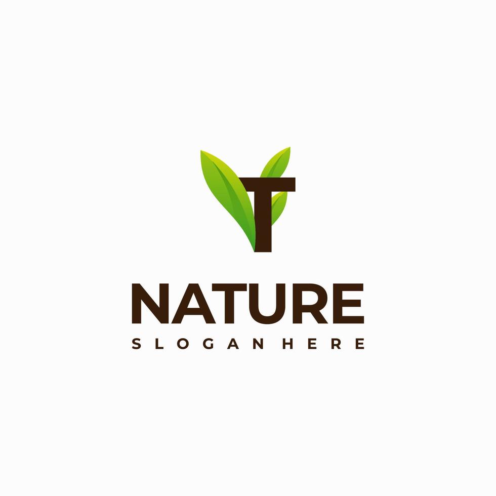 T letter leaf initial nature Logo designs, Modern Letter green Nature logo vector icon illustration