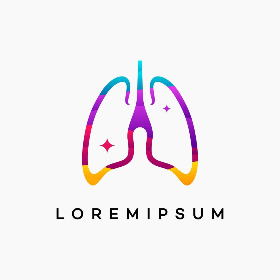 vector de plantilla de logotipo de pulmones ondulados modernos, plantilla de pulmones de salud, icono de símbolo de logotipo