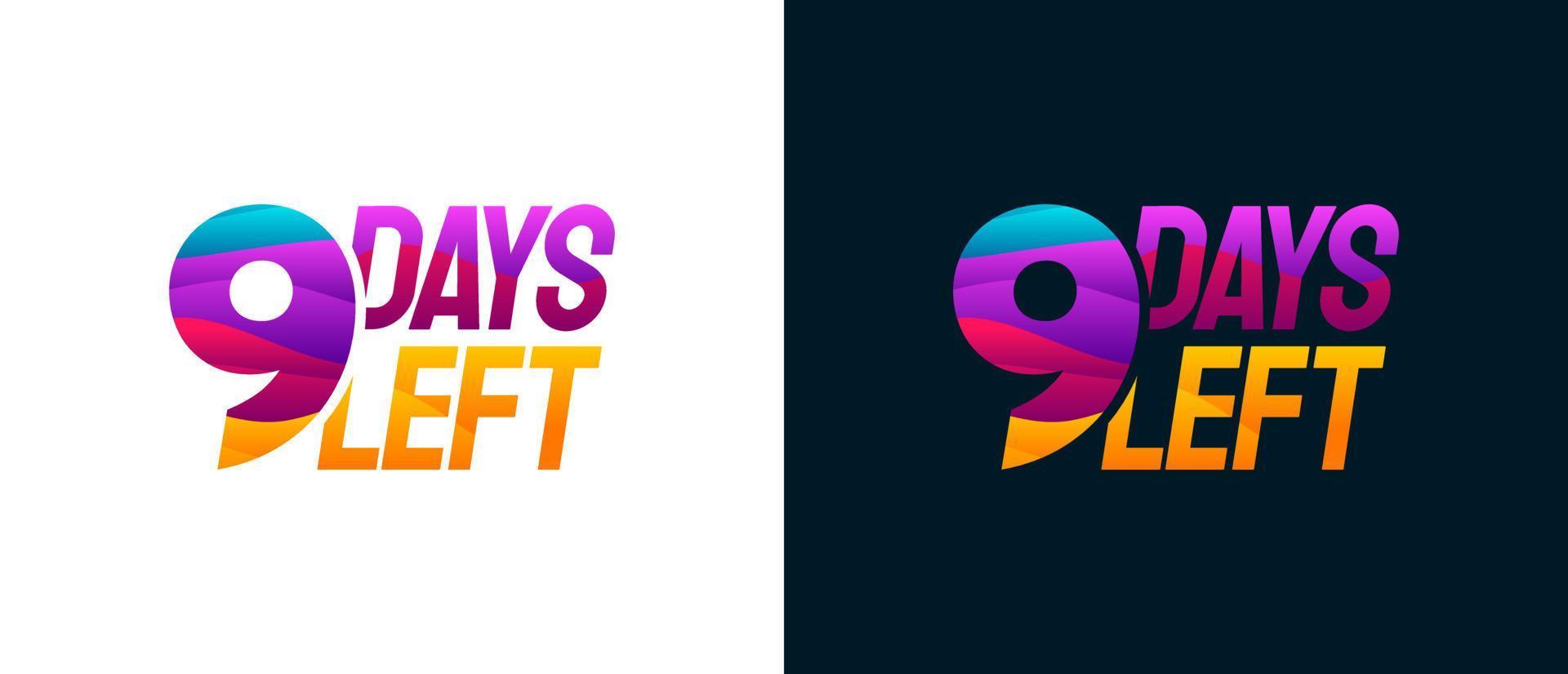 Modern Colorful Countdown left days banner, number of days left badge for promotion, countdown sales vector illustration