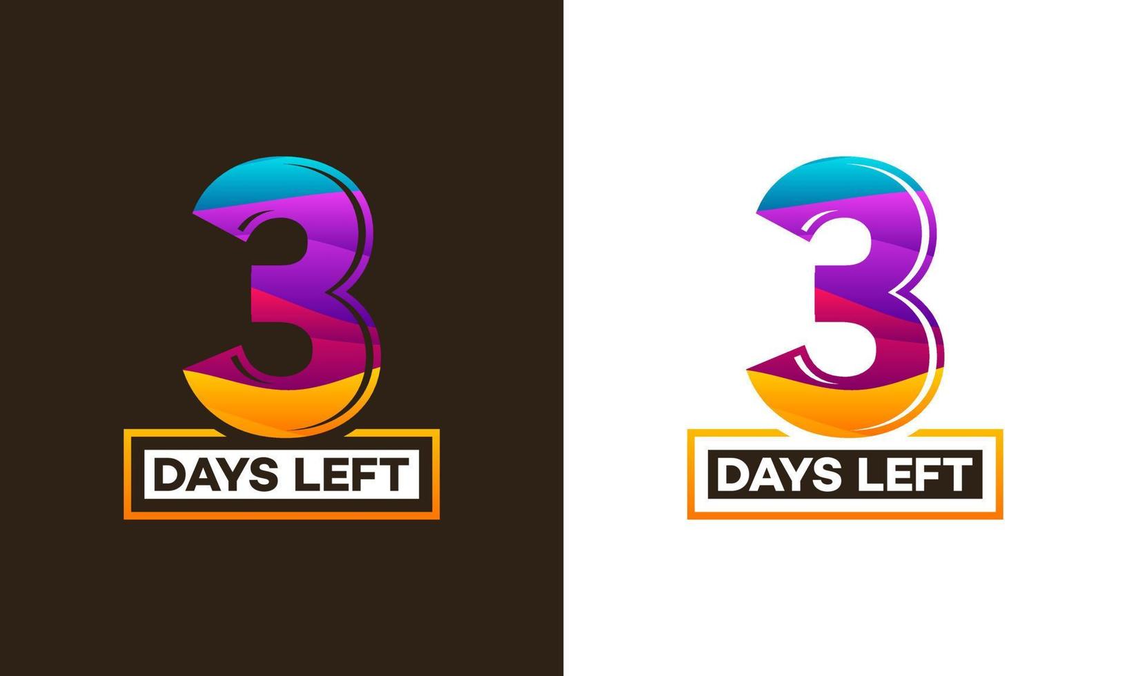 Modern Colorful Countdown left days banner, number of days left badge for promotion, countdown sales vector illustration