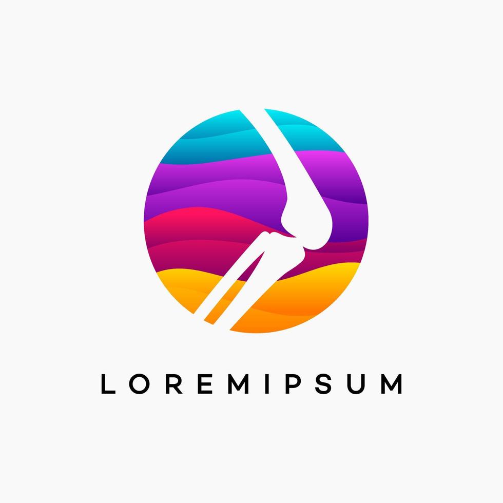 Modern Wavy Knee Bone Logo designs concept, Knee Care logo template, Health Bone logo symbol icon vector