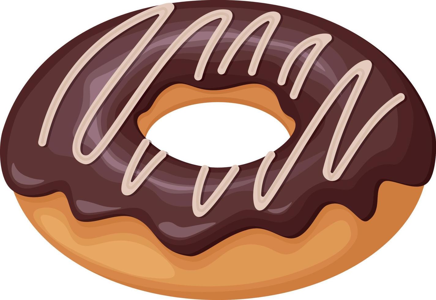 Donut. A sweet doughnut doused with chocolate. Chocolate donut.Sweet dessert. Vector illustration isolated on a white background