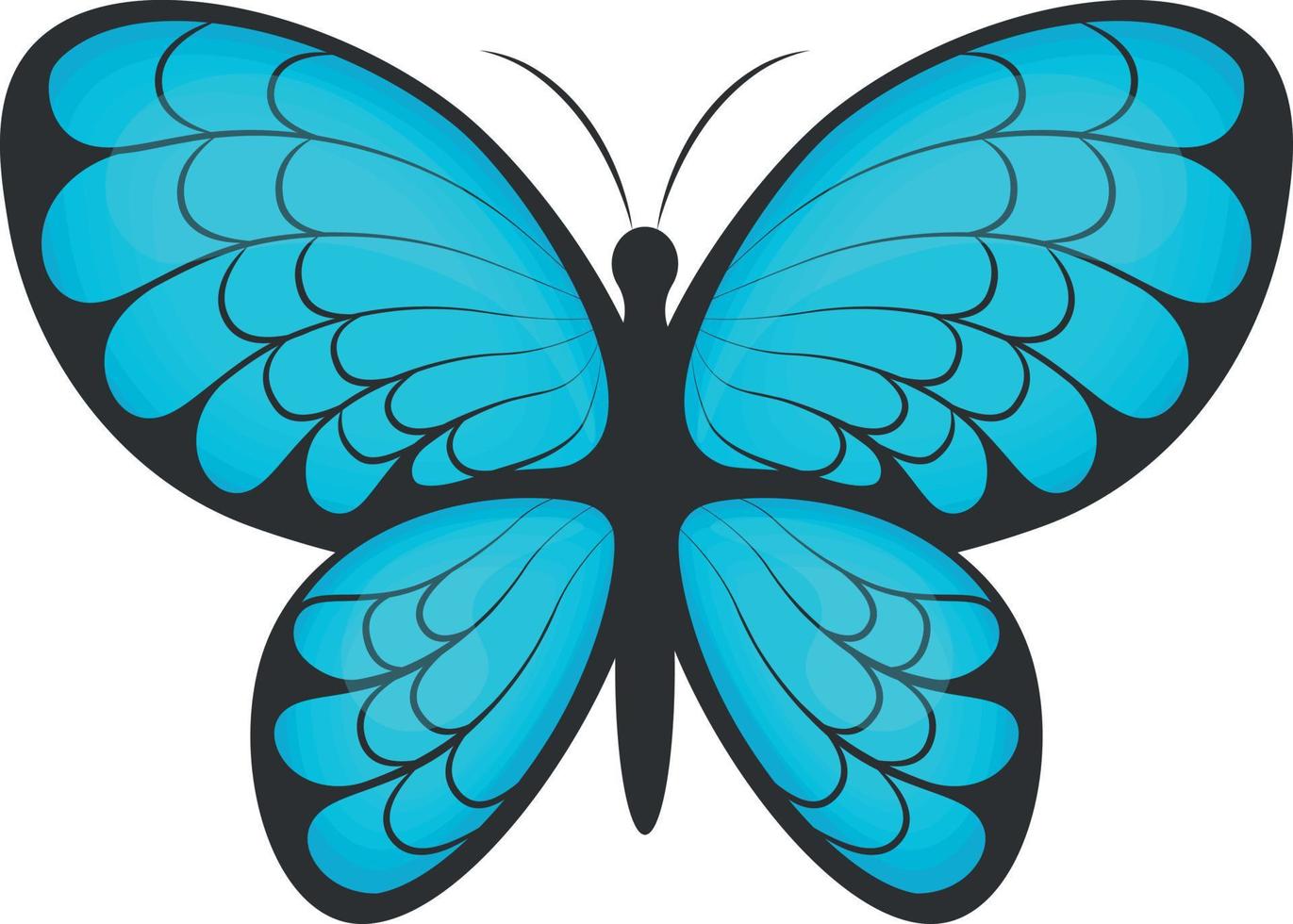 Butterfly. The image of a beautiful blue butterfly. A bright moth. Vector illustration isolated on a white background