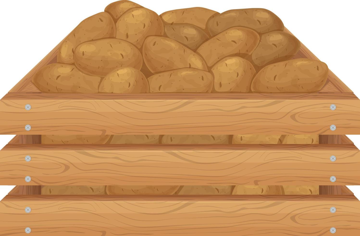 papa. caja de madera con patatas. patatas en una caja de madera. verduras frescas en una caja. ilustración vectorial aislada en un fondo blanco vector