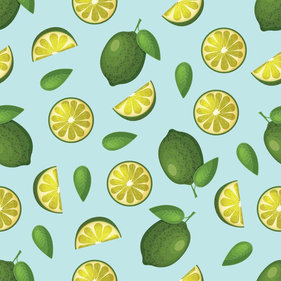 Seamless pattern. A pattern with an image of lime and sliced lime slices. Lime pattern. Vector illustration