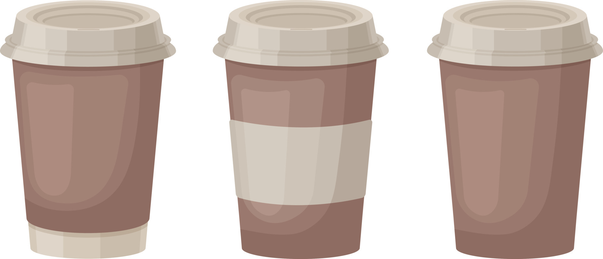 Coffee hot drink paper cups. Cafe, restaurant or take out coffee plastic  cups, disposable plastic hot drinks coffee cup vector illustration. Paper  coffee cups, Stock vector