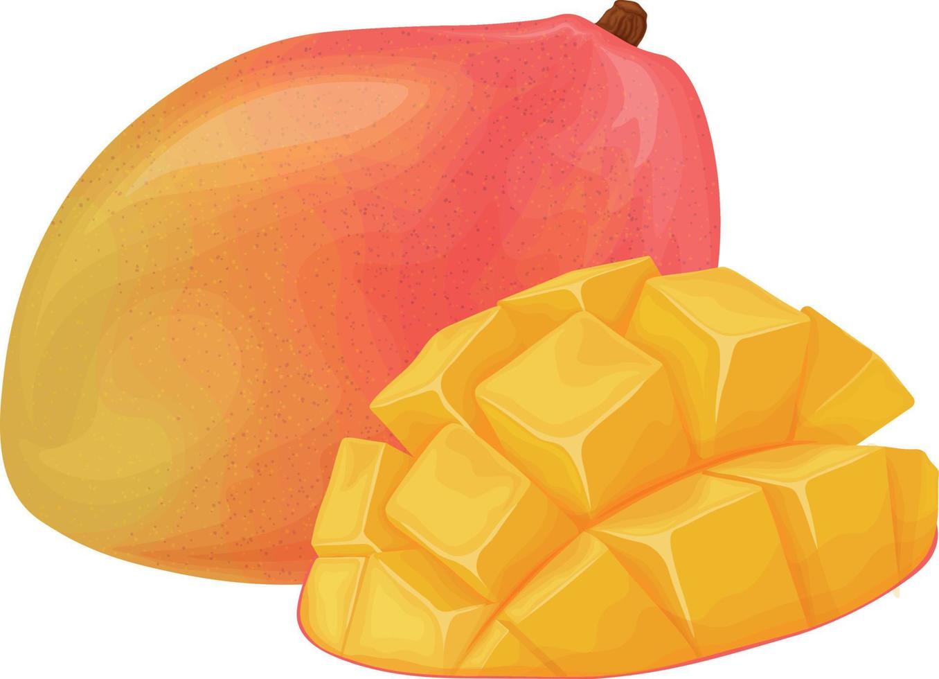 Mango. Ripe mango. Tropical fruit. Vitamin vegetarian product. Vector illustration isolated on a white background