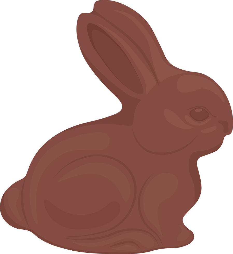 conejo de chocolate. conejito de chocolate de pascua. postre dulce de chocolate en forma de conejo. ilustración vectorial aislada en un fondo blanco vector