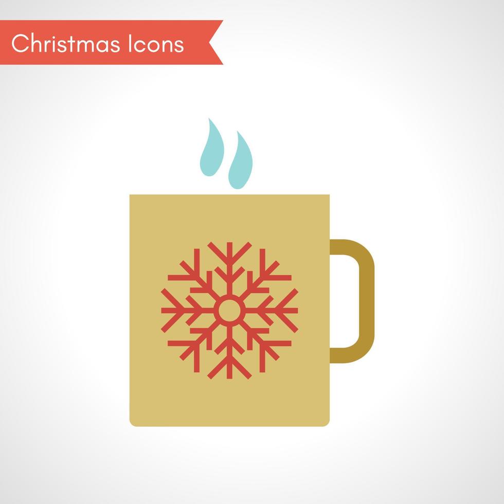 Cup with hot drink and snowflake symbol. Christmas Icon. Vector illustration