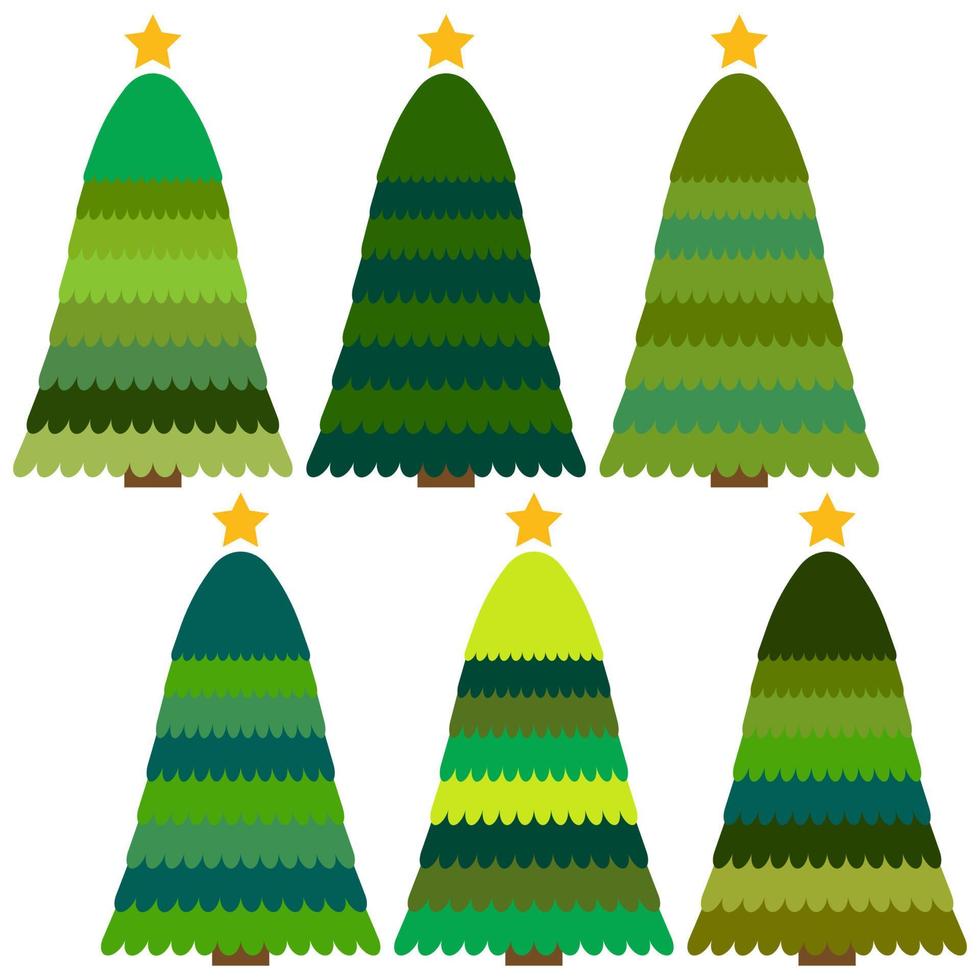 Set of Christmas trees. Isolated vector illustration for Merry Christmas and Happy New Year.