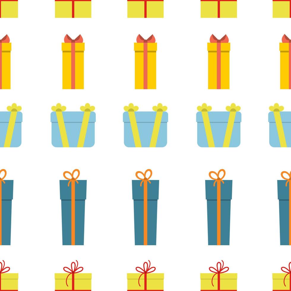 Seamless pattern with gift boxes on white background. Vector illustration