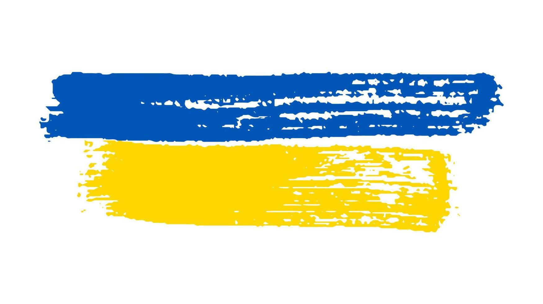 Ukrainian national flag in grunge style. Painted with a brush stroke flag of Ukraine. Vector illustration